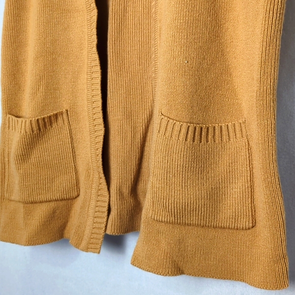 VINTAGE 50s 60s Men's Golden Brown Open Front Pocket Cardigan - Picture 3 of 4